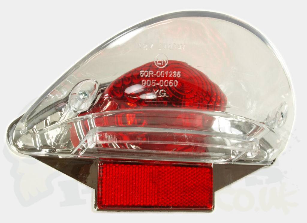 thumbnail image 2 of Clear Lens LED Tail Light – Compatible With Yamaha Aerox, MBK Nitro, CPI, Keeway, Generic 2 of 4